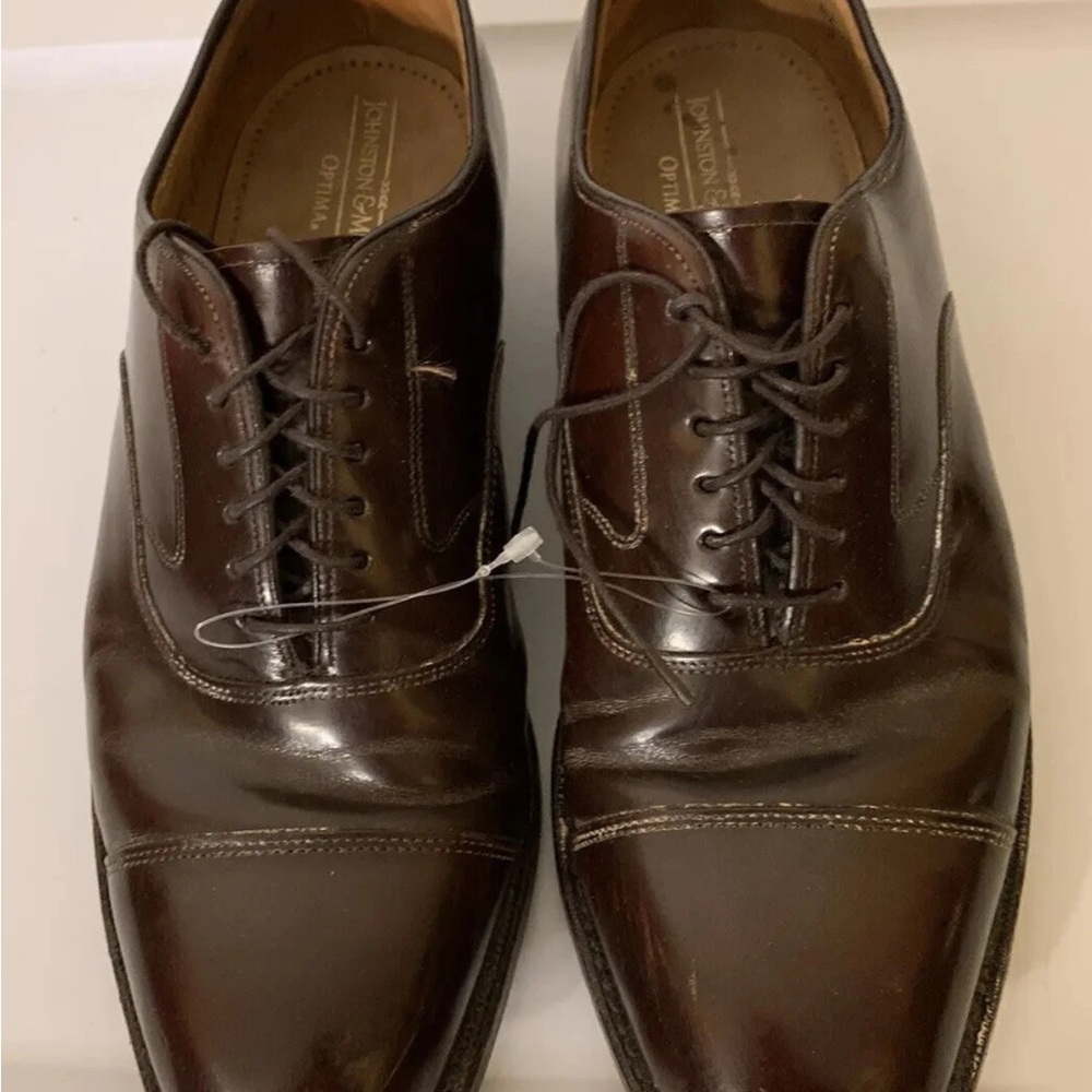 Johnston & Murphy mens sz 8.5 D Dark Brown Leather Oxfords